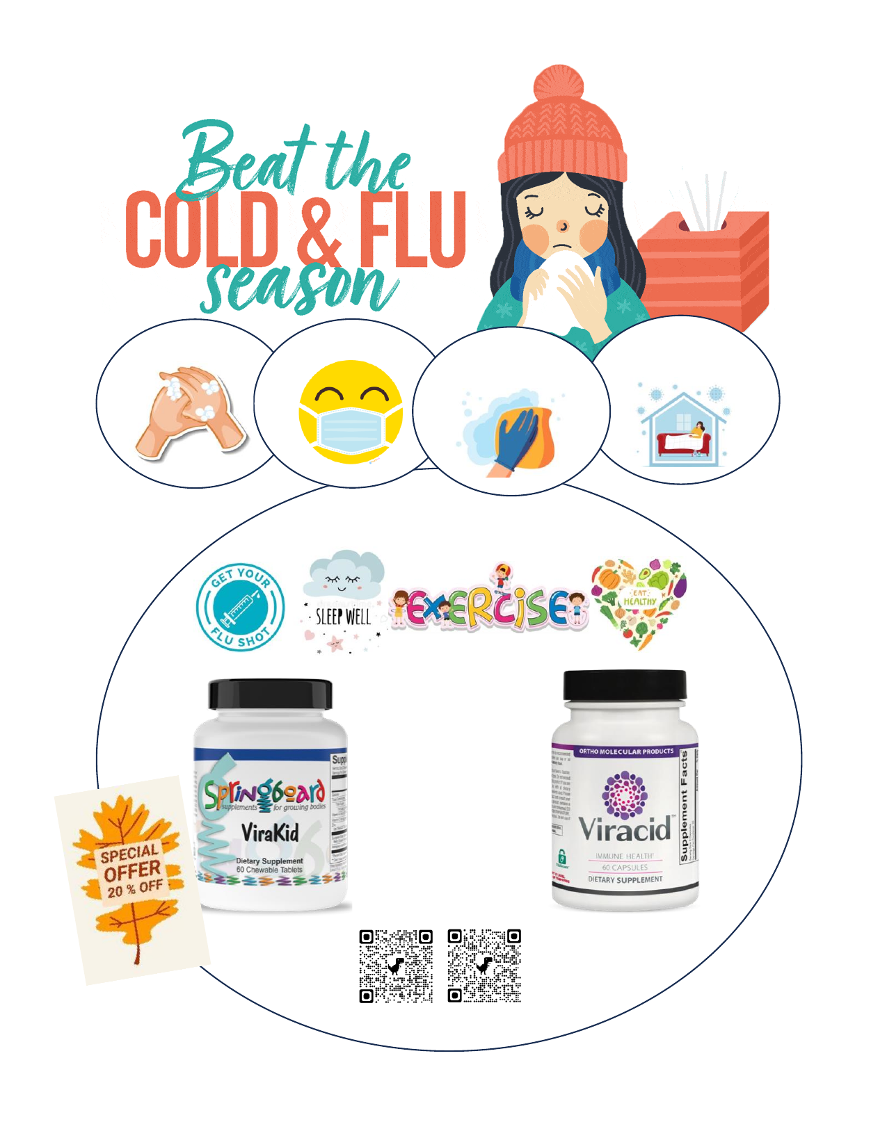 Beat the Cold and Flu Season — Viracid and ViraKid special offer flyer